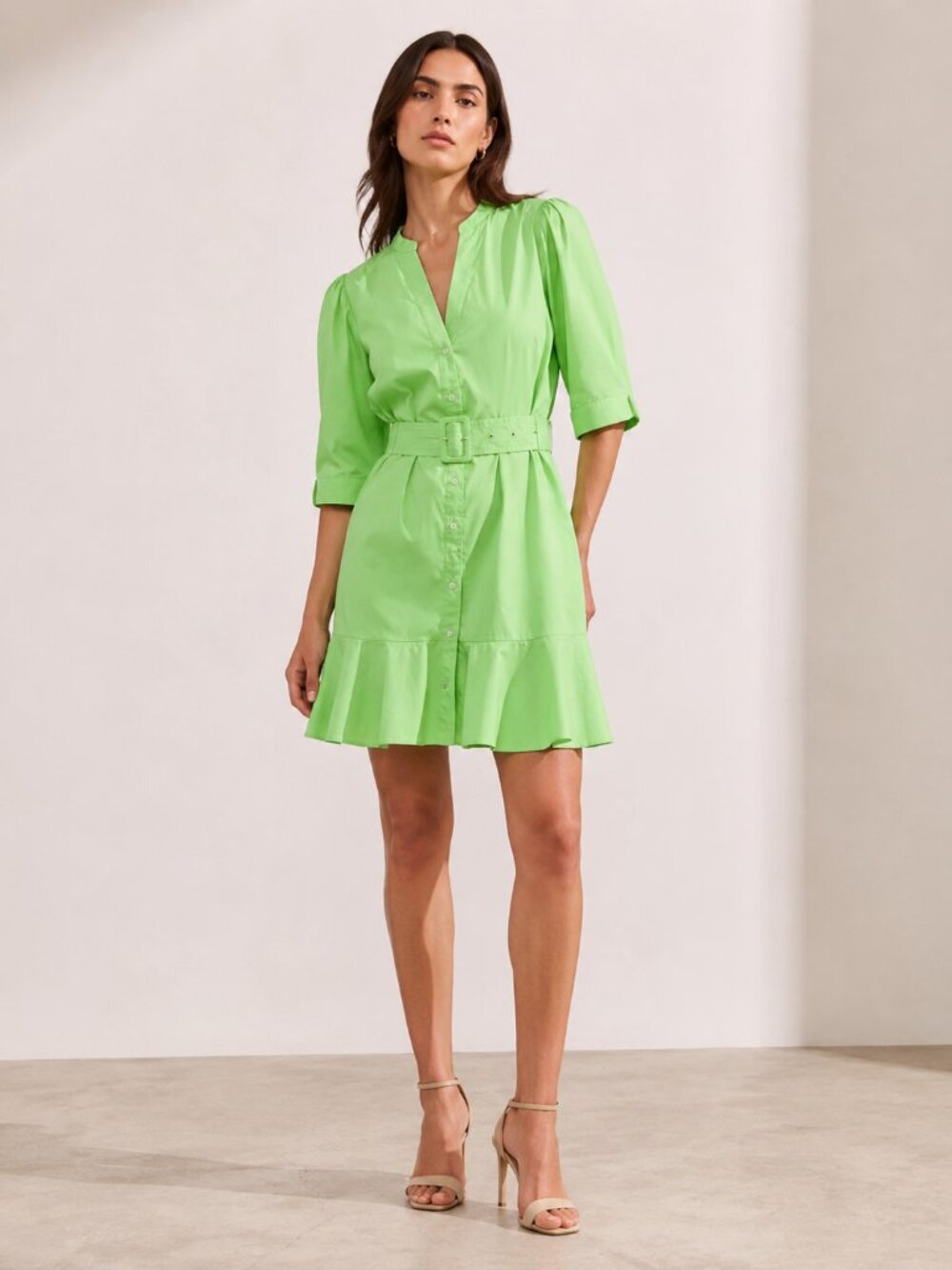 VERONICA BEARD Molly Belted Shirtdress in Pistachio $448 MSRP